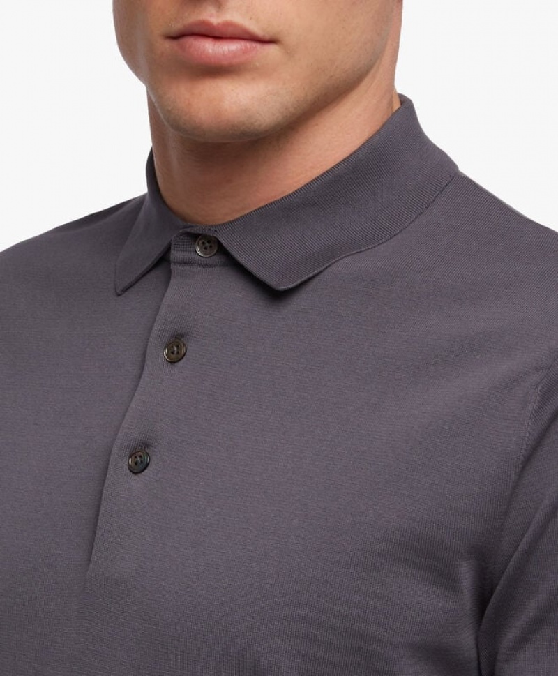 Dark Grey Brooks Brothers Cotton Men Polo | OMG-169043