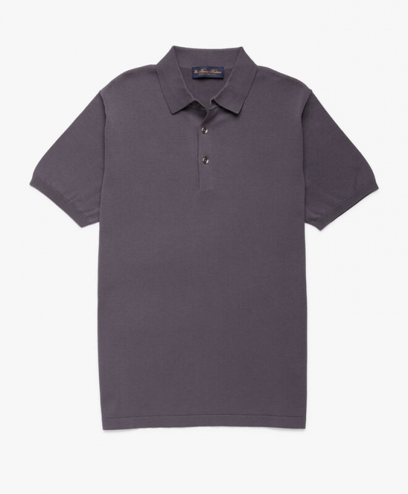 Dark Grey Brooks Brothers Cotton Men Polo | OMG-169043