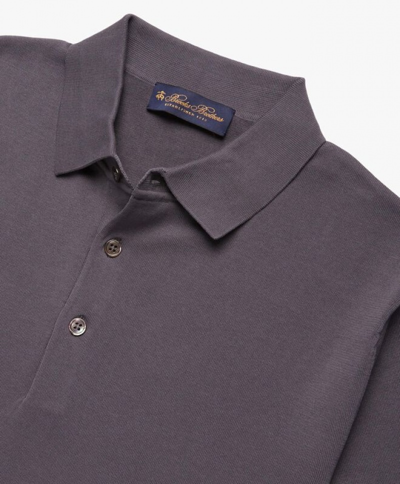 Dark Grey Brooks Brothers Cotton Men Polo | OMG-169043