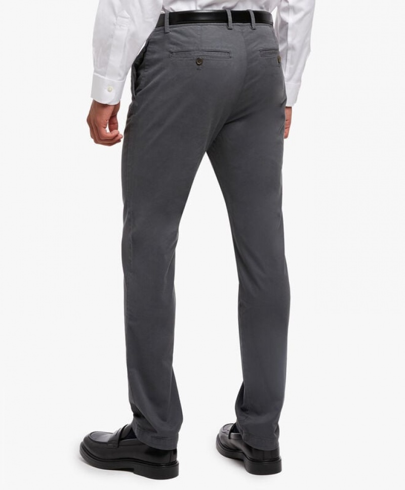 Dark Grey Brooks Brothers Cotton Twill Slack Men Casual Pants | PRA-796802