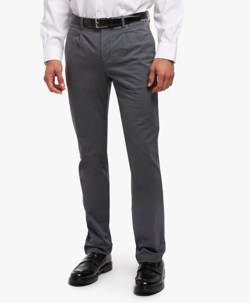 Dark Grey Brooks Brothers Cotton Twill Slack Men Casual Pants | PRA-796802