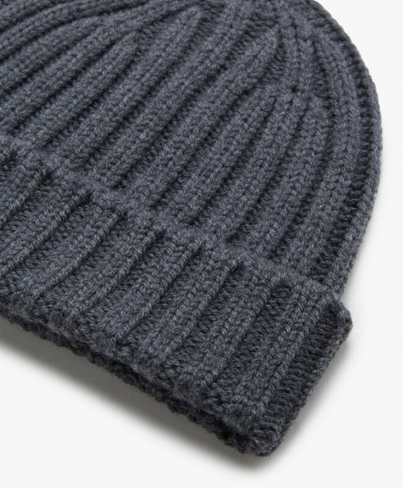 Dark Grey Brooks Brothers Merino Wool Men Beanie | FBX-380169