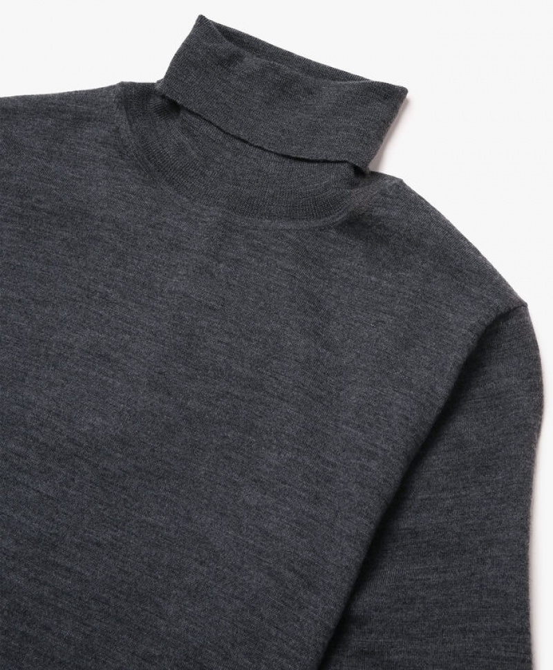 Dark Grey Brooks Brothers Merino Wool Turtle Neck Men Sweaters | XUL-961728