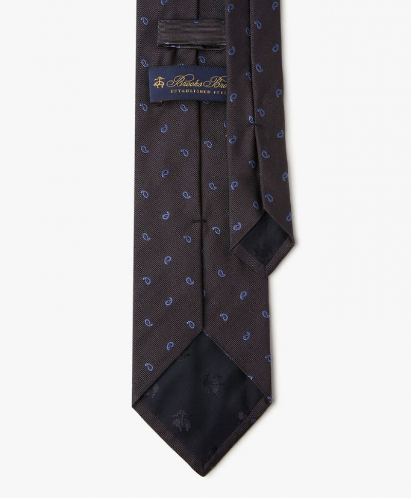 Dark Grey Brooks Brothers Silk Paisley Men Ties | APO-571692