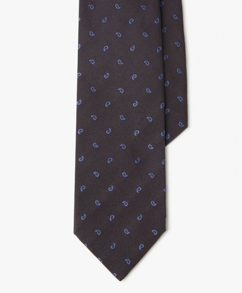 Dark Grey Brooks Brothers Silk Paisley Men Ties | APO-571692