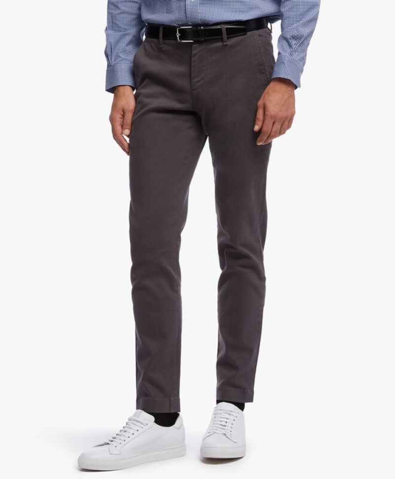 Dark Grey Brooks Brothers Soho Extra-slim Fit Cotton Brushed Chino Men Casual Pants | LWR-916452