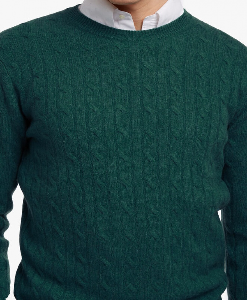 Green Brooks Brothers Cable-Knit Crew-Neck Men Sweaters | WHL-312478