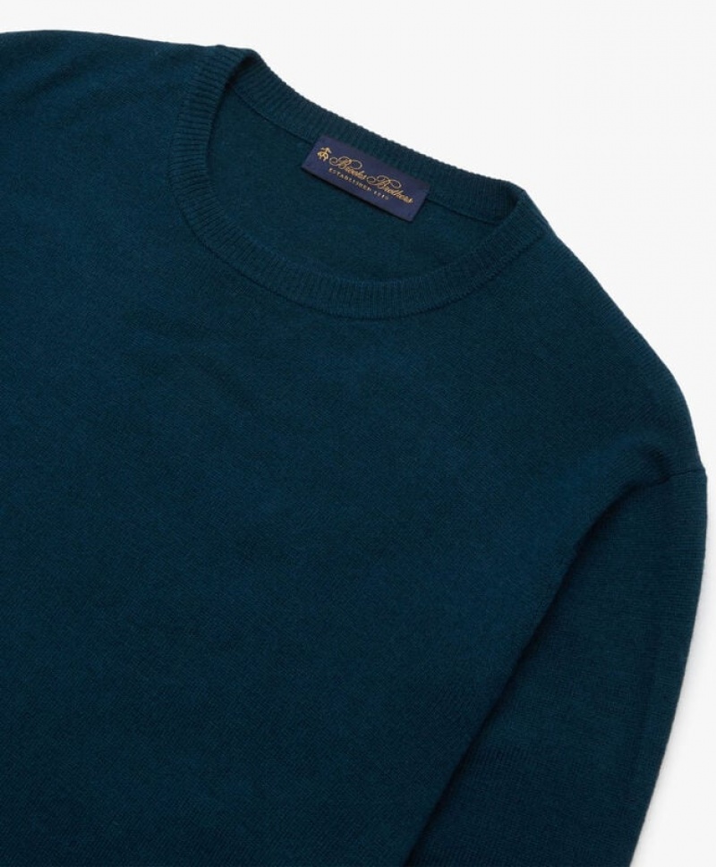 Green Brooks Brothers Lambswool Crew-Neck Men Sweaters | TPK-935207