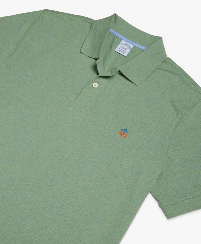 Green Brooks Brothers Slim-fit Sleeves Pique Men Polo | UKQ-860394