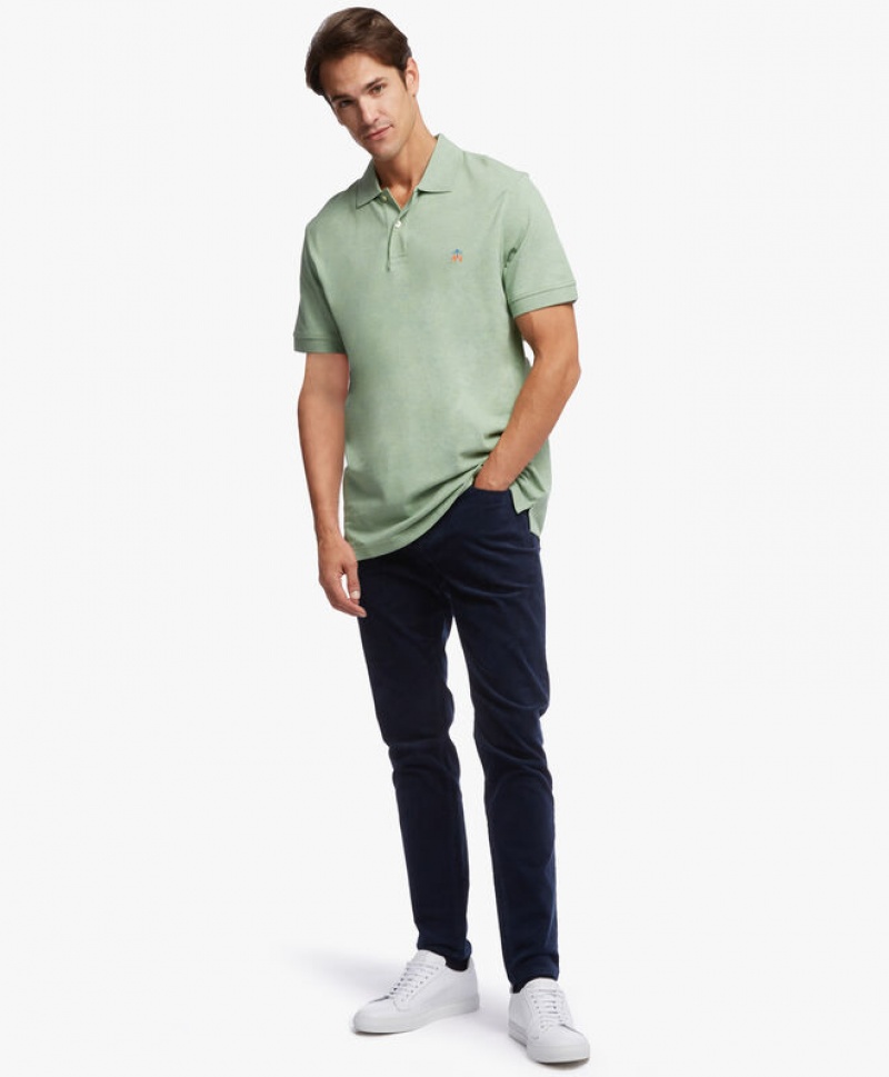 Green Brooks Brothers Slim-fit Sleeves Pique Men Polo | UKQ-860394