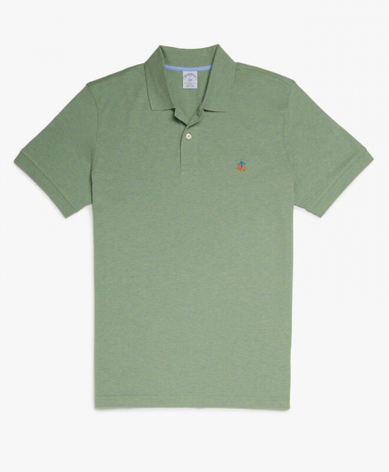 Green Brooks Brothers Slim-fit Sleeves Pique Men Polo | UKQ-860394