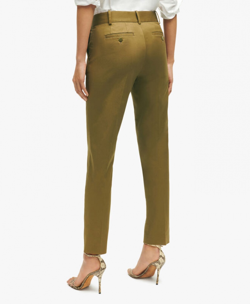 Green Brooks Brothers Stretch Cotton Advantage Chino Women Casual Pants | OMQ-137659