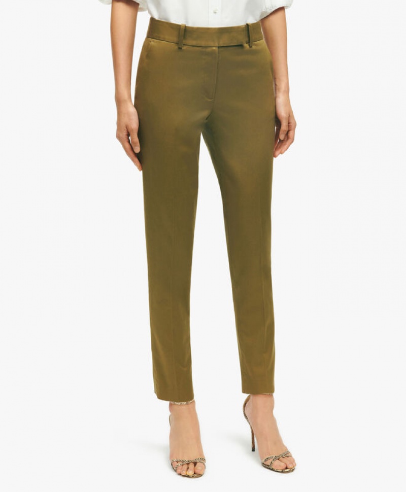 Green Brooks Brothers Stretch Cotton Advantage Chino Women Casual Pants | OMQ-137659