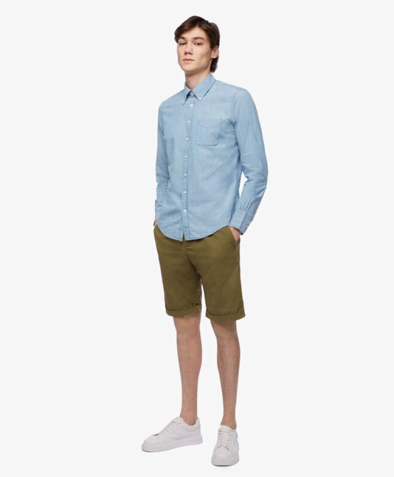 Green Brooks Brothers Stretch Cotton Bermudas Men Shorts | MWN-768359