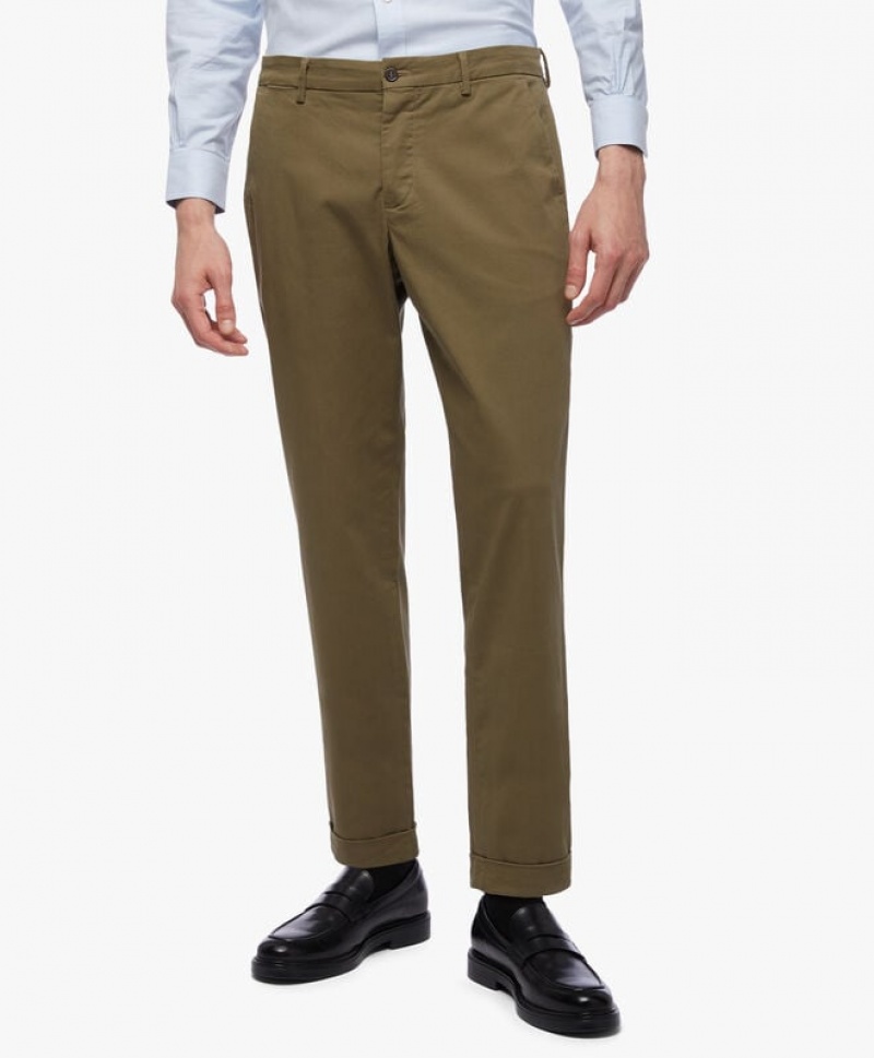 Green Brooks Brothers Stretch Cotton Chinos Men Casual Pants | YBC-231964