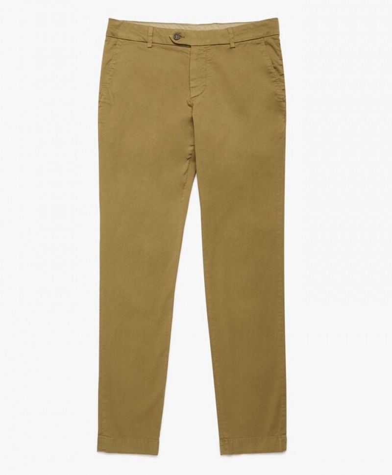 Green Brooks Brothers Stretch Cotton Chinos Men Casual Pants | QVB-861204