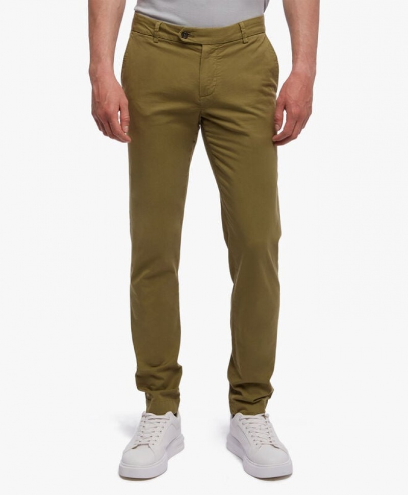 Green Brooks Brothers Stretch Cotton Chinos Men Casual Pants | QVB-861204