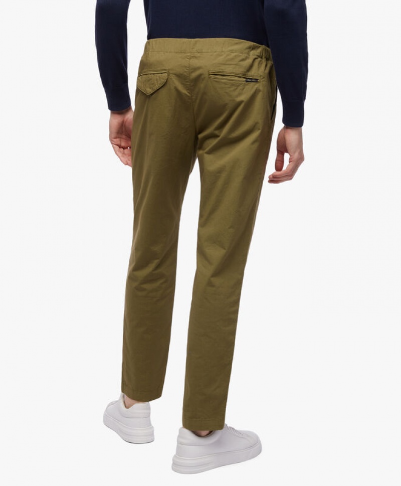 Green Brooks Brothers Stretch Cotton Men Casual Pants | DPU-328461