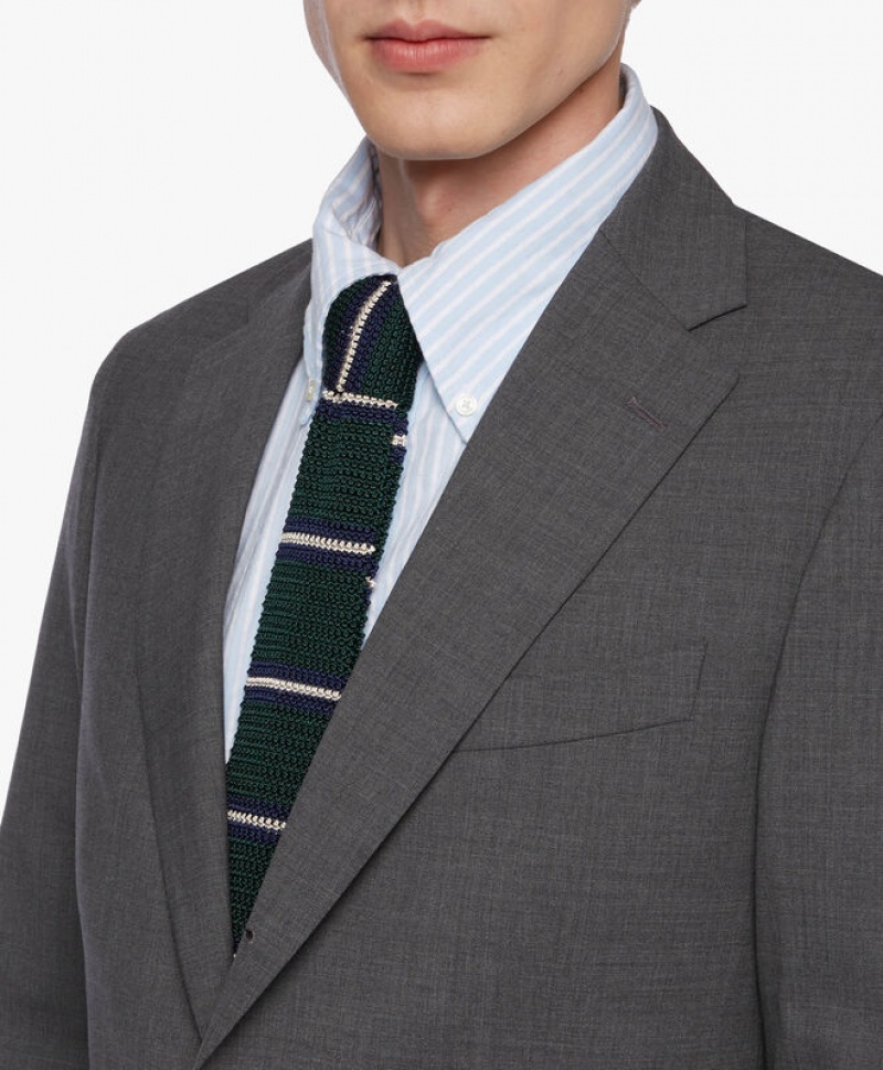 Green Brooks Brothers Striped Knitted Men Ties | HYX-854679