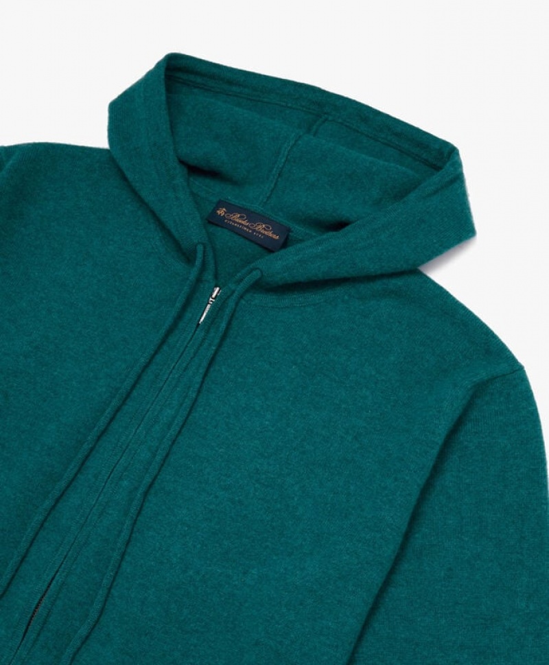 Green Brooks Brothers Wool and Cashmere Men Hoodie | PMX-041329