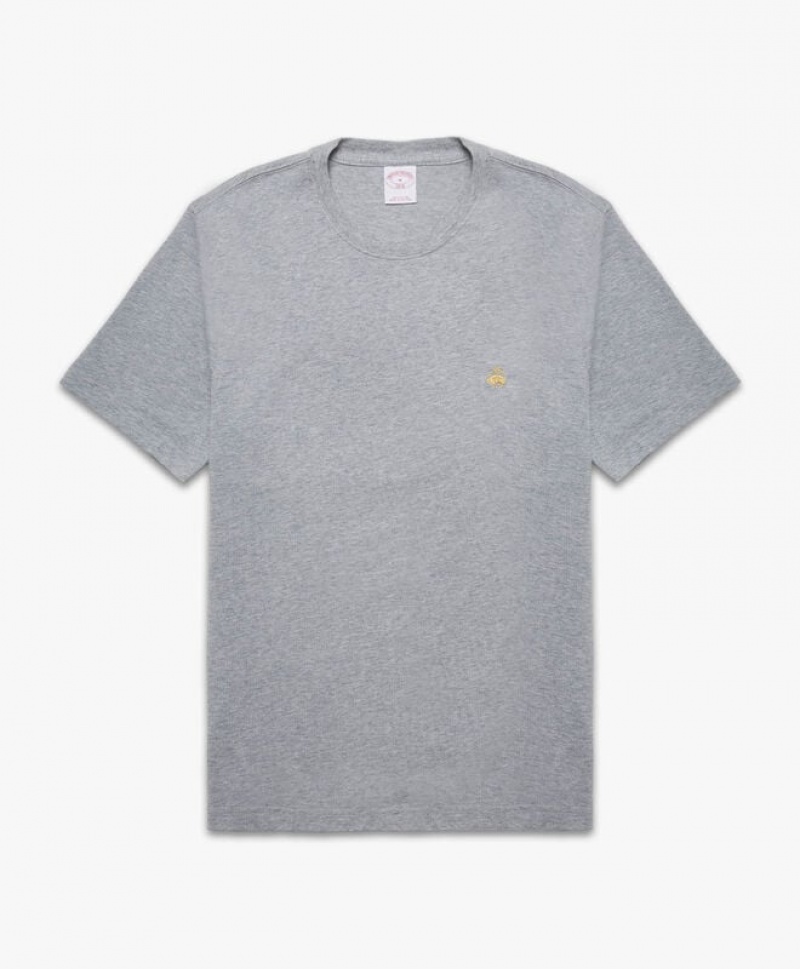 Grey Brooks Brothers Classic Sleeves Cotton Men T-shirts | EXW-097364