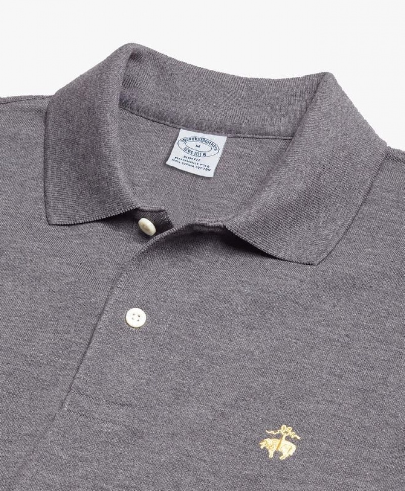 Grey Brooks Brothers Golden Fleece Slim Fit Stretch Supima Men Polo | SCU-627194