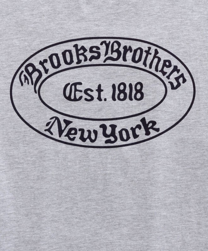 Grey Brooks Brothers Label Graphic Men T-shirts | URF-580631