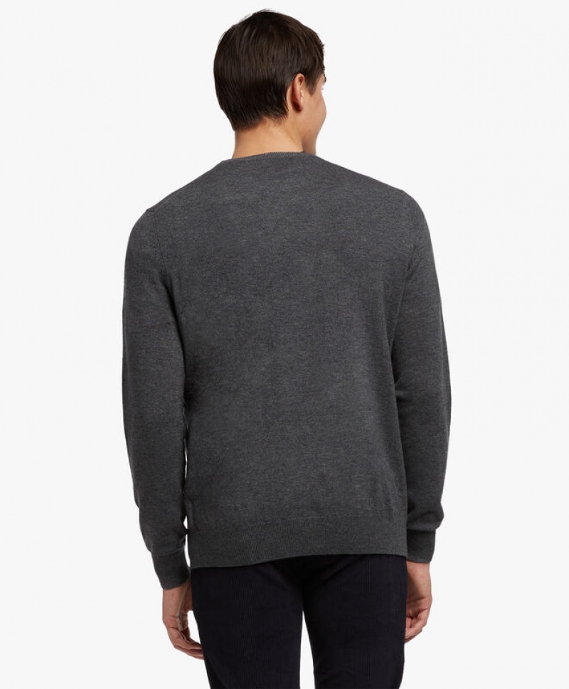 Grey Brooks Brothers Lambswool Crew-Neck Men Sweaters | SBT-241859