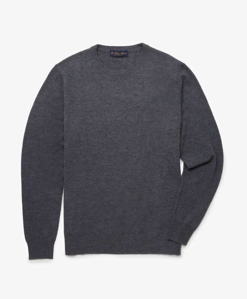 Grey Brooks Brothers Lambswool Crew-Neck Men Sweaters | SBT-241859