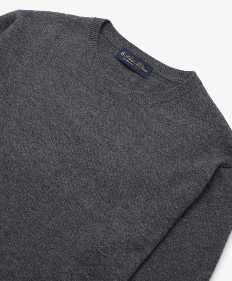 Grey Brooks Brothers Lambswool Crew-Neck Men Sweaters | SBT-241859