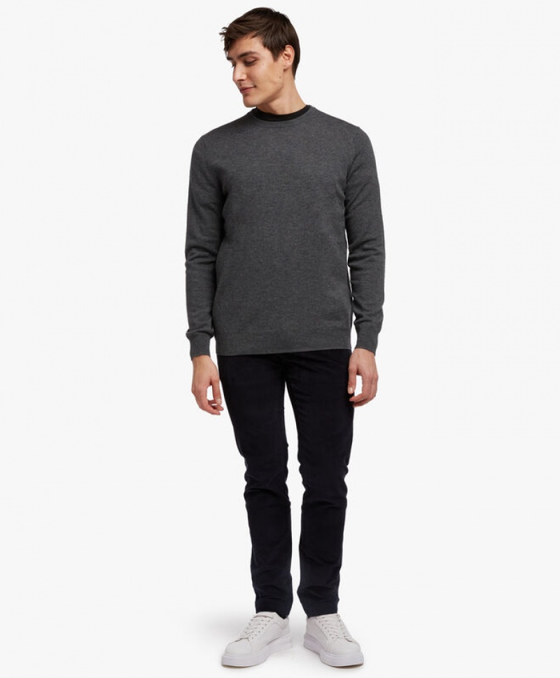 Grey Brooks Brothers Lambswool Crew-Neck Men Sweaters | SBT-241859