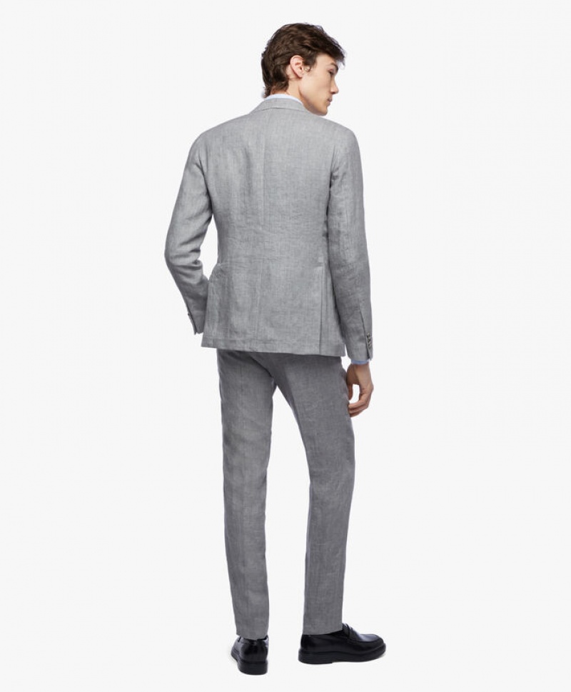 Grey Brooks Brothers Linen Men Suits | SIA-068925