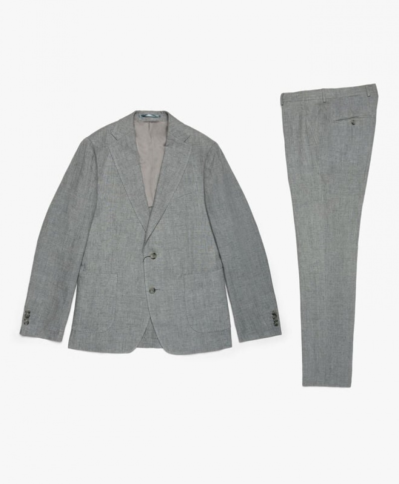 Grey Brooks Brothers Linen Men Suits | SIA-068925