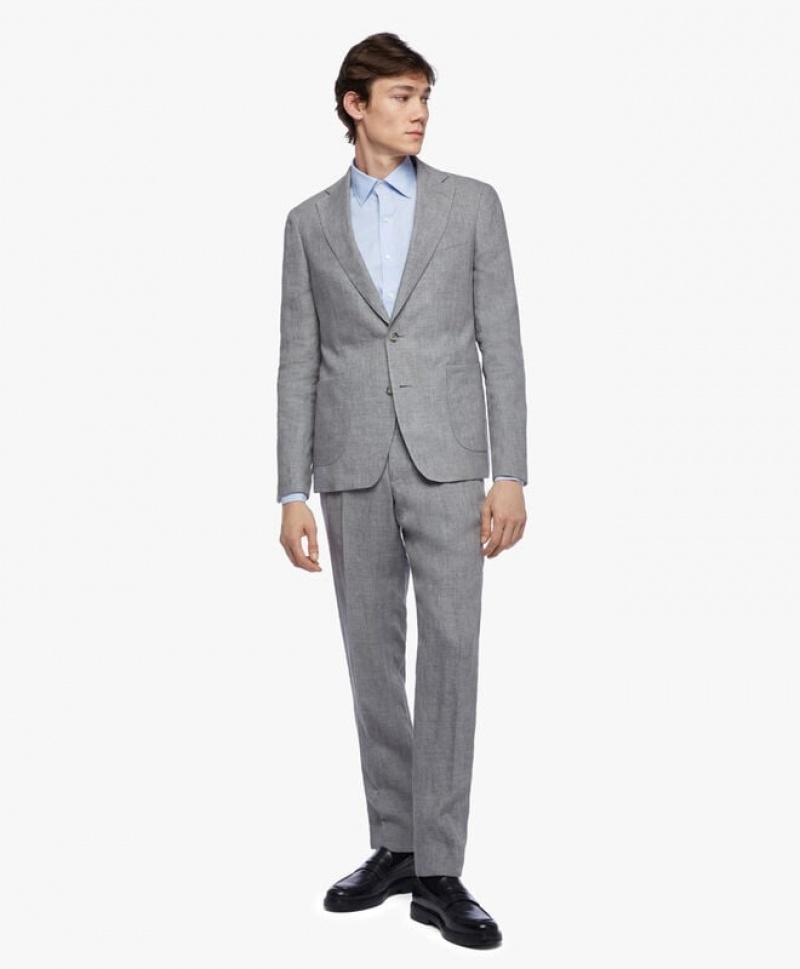 Grey Brooks Brothers Linen Men Suits | SIA-068925