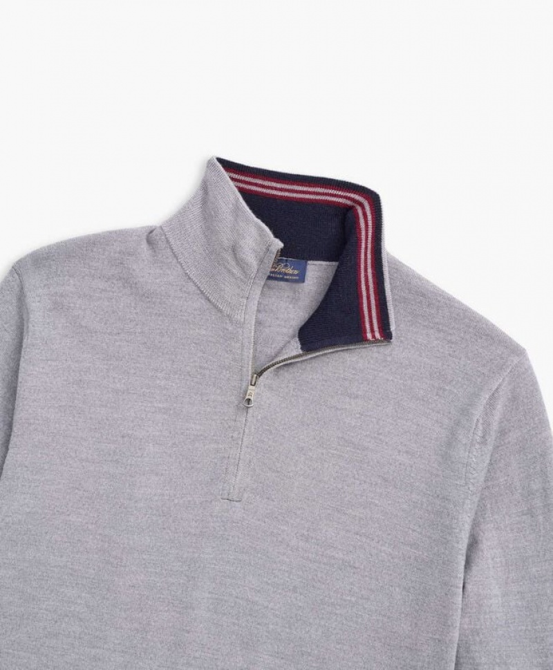 Grey Brooks Brothers Merino Half-Zip Knit Men Sweaters | CWO-104825