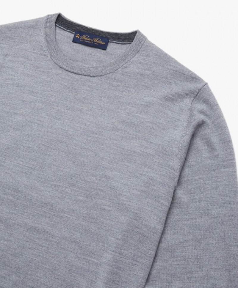 Grey Brooks Brothers Merino Wool Crew-Neck Men Sweaters | TFA-928561