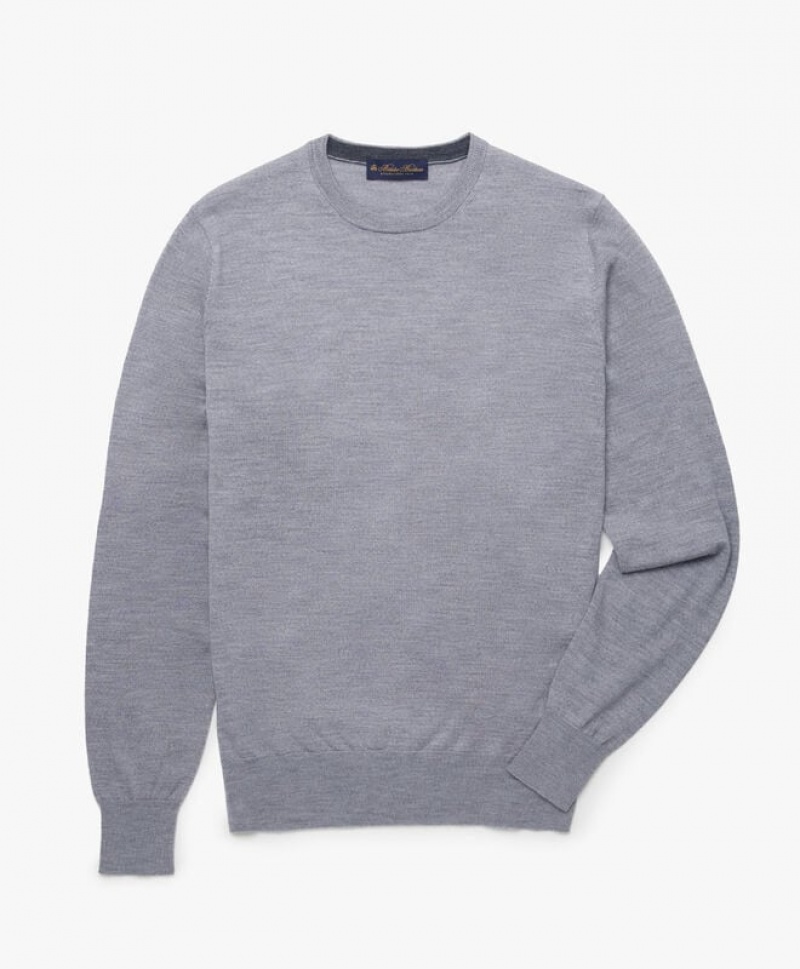 Grey Brooks Brothers Merino Wool Crew-Neck Men Sweaters | TFA-928561