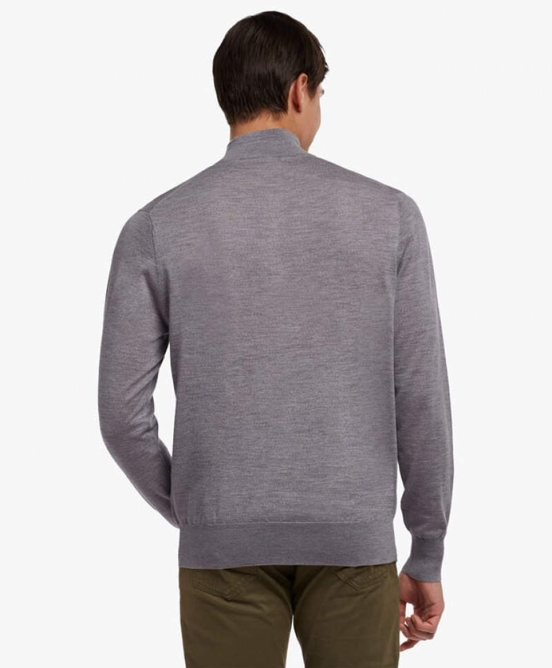 Grey Brooks Brothers Merino Wool Zipped Men Sweaters | GWI-013578