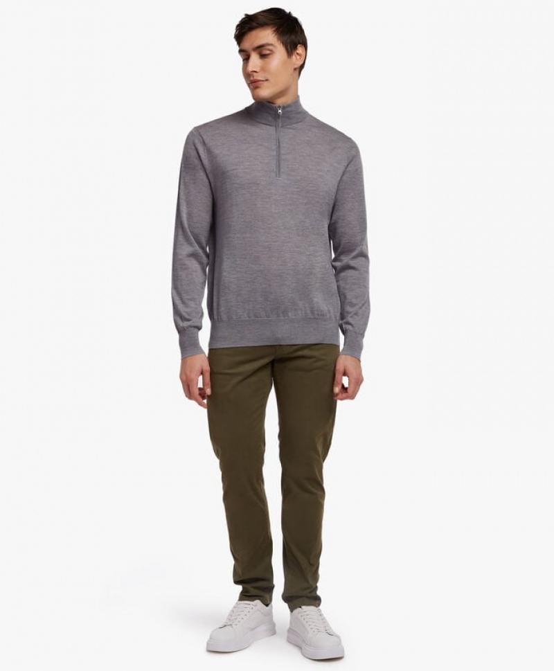 Grey Brooks Brothers Merino Wool Zipped Men Sweaters | GWI-013578