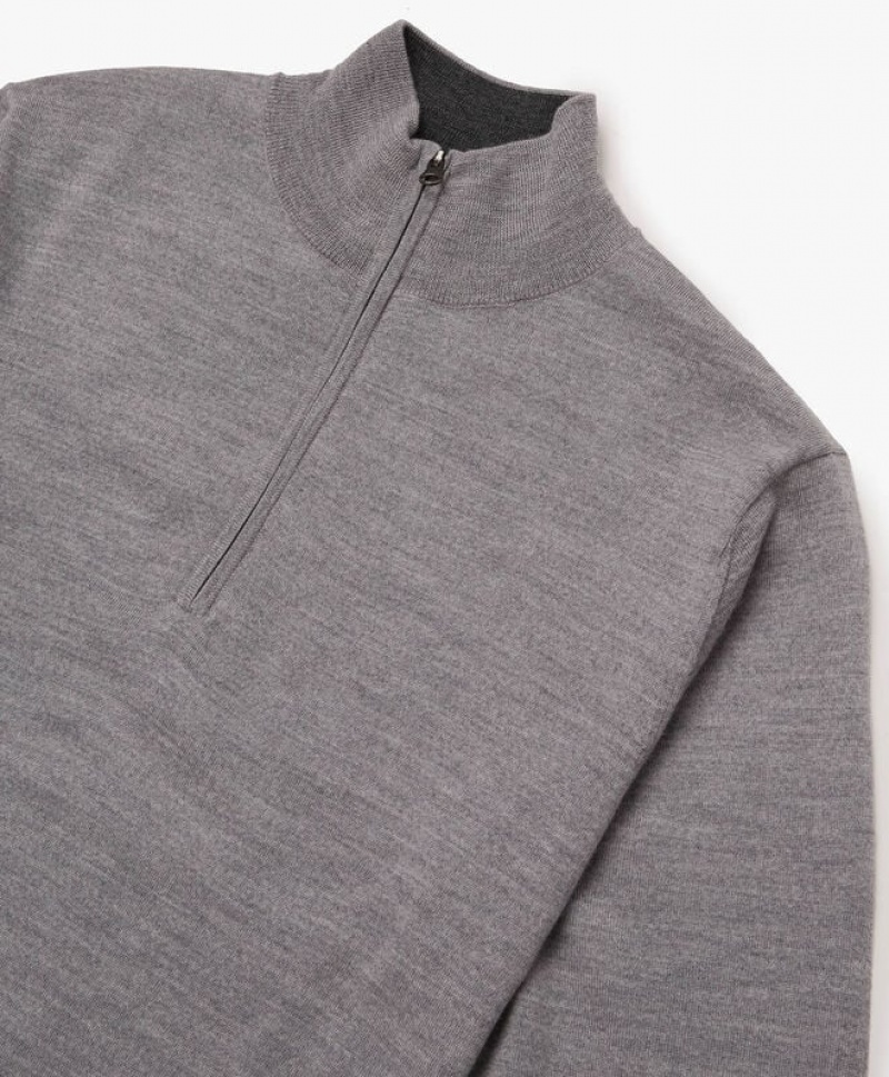 Grey Brooks Brothers Merino Wool Zipped Men Sweaters | GWI-013578