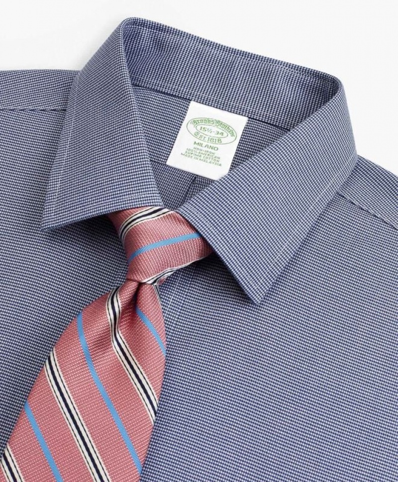 Grey Brooks Brothers Milano Slim-fit Non-iron, Dobby, Ainsley Collar Men Shirts | DYI-605847