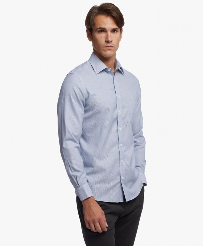 Grey Brooks Brothers Milano Slim-fit Non-iron, Dobby, Ainsley Collar Men Shirts | PZO-392705