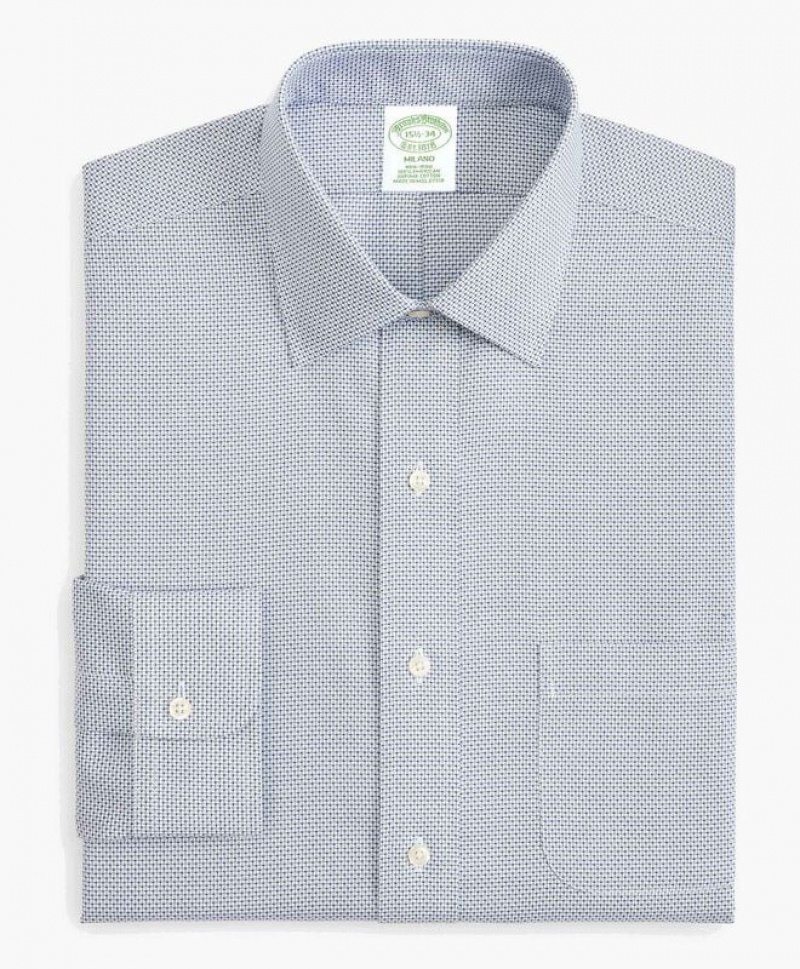 Grey Brooks Brothers Milano Slim-fit Non-iron, Dobby, Ainsley Collar Men Shirts | PZO-392705