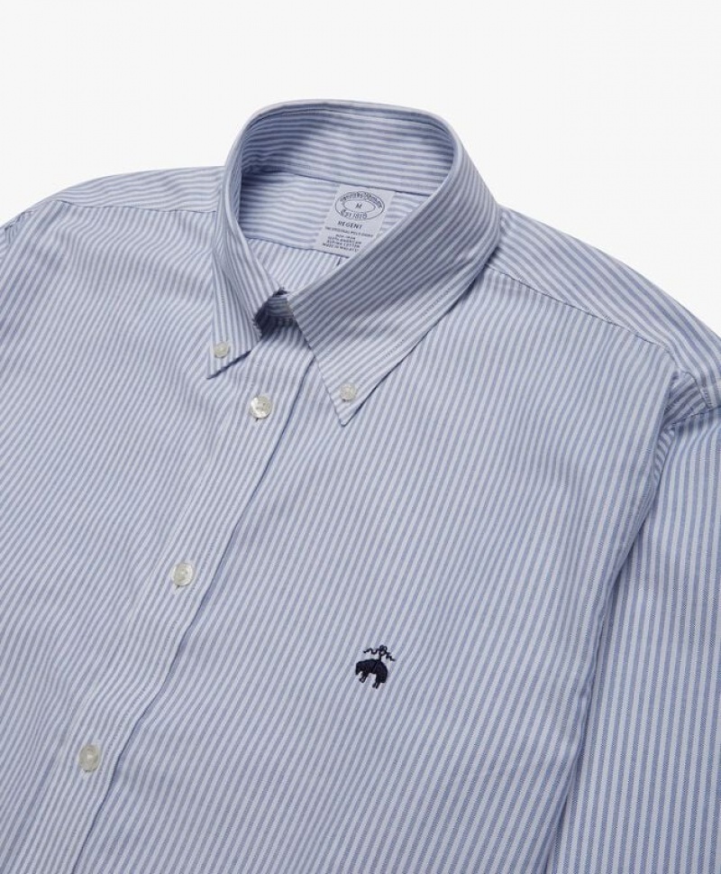 Grey Brooks Brothers Regent Regular-fit Non-iron, Oxford Stretch, Button-Down Collar Men Shirts | GJP-082471