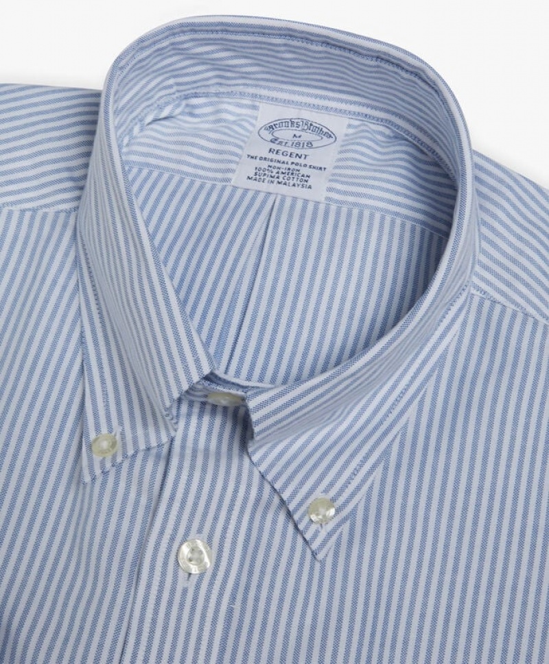 Grey Brooks Brothers Regent Regular-fit Non-iron, Oxford Stretch, Button-Down Collar Men Shirts | GJP-082471