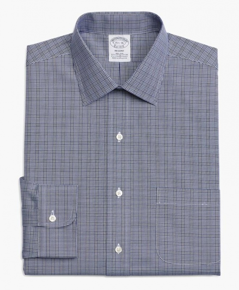 Grey Brooks Brothers Regent Regular-fit Non-iron, Oxford Stretch, Ainsley Collar Men Shirts | AFM-170862