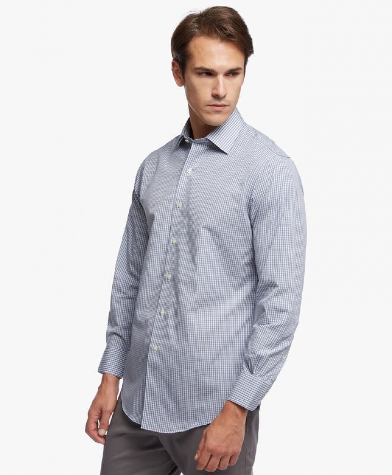 Grey Brooks Brothers Regent Regular-fit Non-iron, Oxford Stretch, Ainsley Collar Men Shirts | QDU-562079