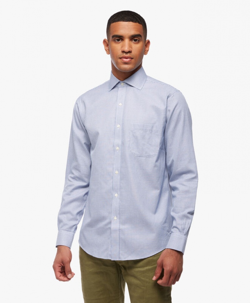 Grey Brooks Brothers Regular Fit Blue Non-Iron Spread Collar Men Shirts | NOC-630859