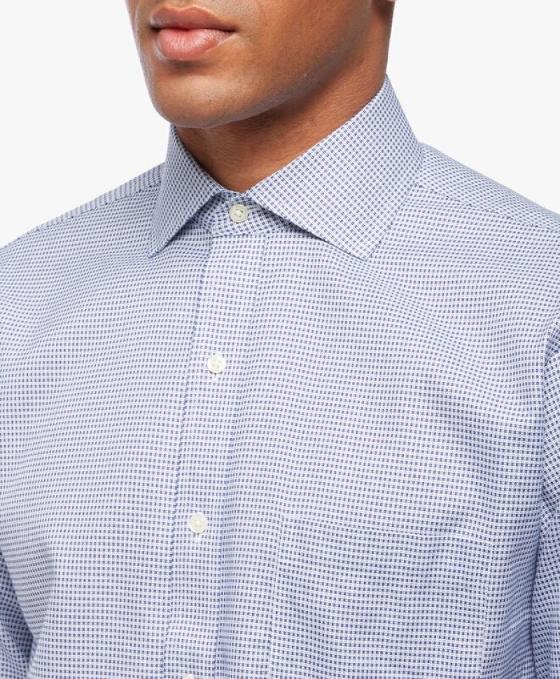 Grey Brooks Brothers Regular Fit Blue Non-Iron Spread Collar Men Shirts | NOC-630859