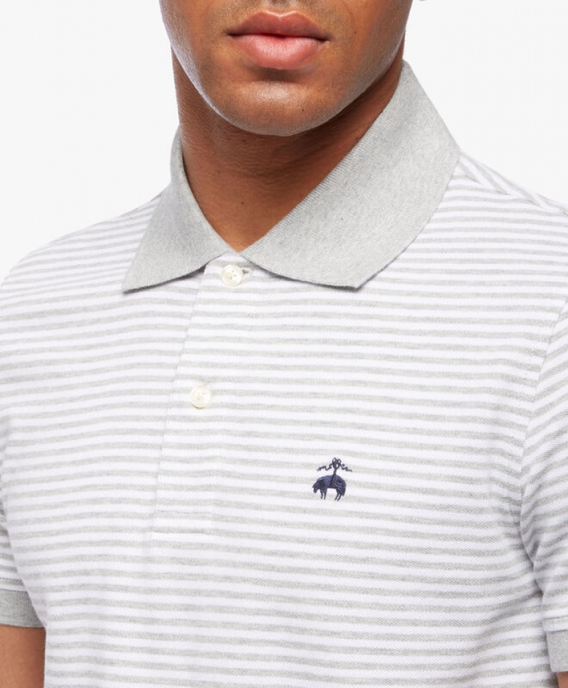 Grey Brooks Brothers Short Sleeves Supima Cotton Men Polo | PYQ-617832